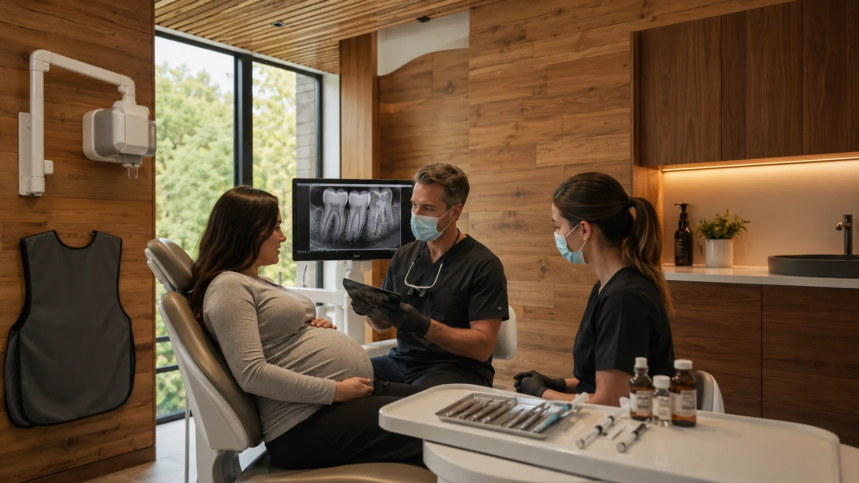 Steps of root canal treatment during pregnancy