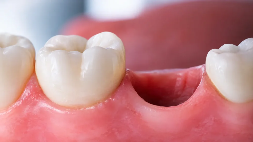 Empty tooth socket after extraction showing why tooth replacement may be considered