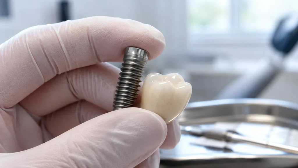 Tooth extraction and implant timeline showing dental implant placement and healing stages