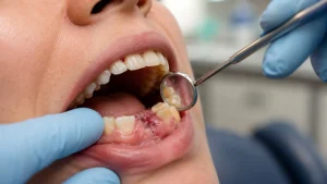 Tooth extraction and bone graft healing process illustration