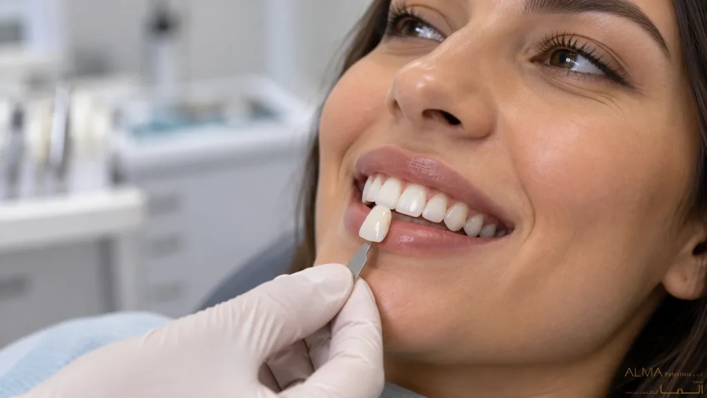 Natural teeth before dental veneer placement